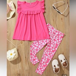 SHEIN Pink Floral Kids Matching Set